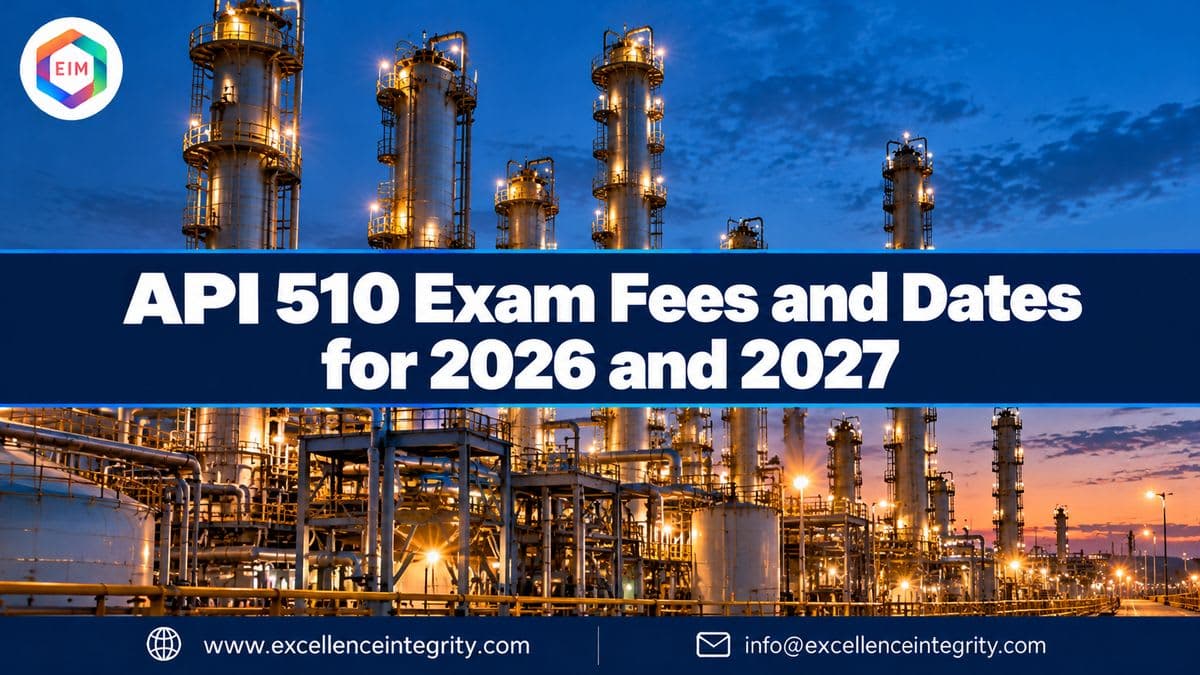 API 510 Exam Fees and Dates for 2026 and 2027