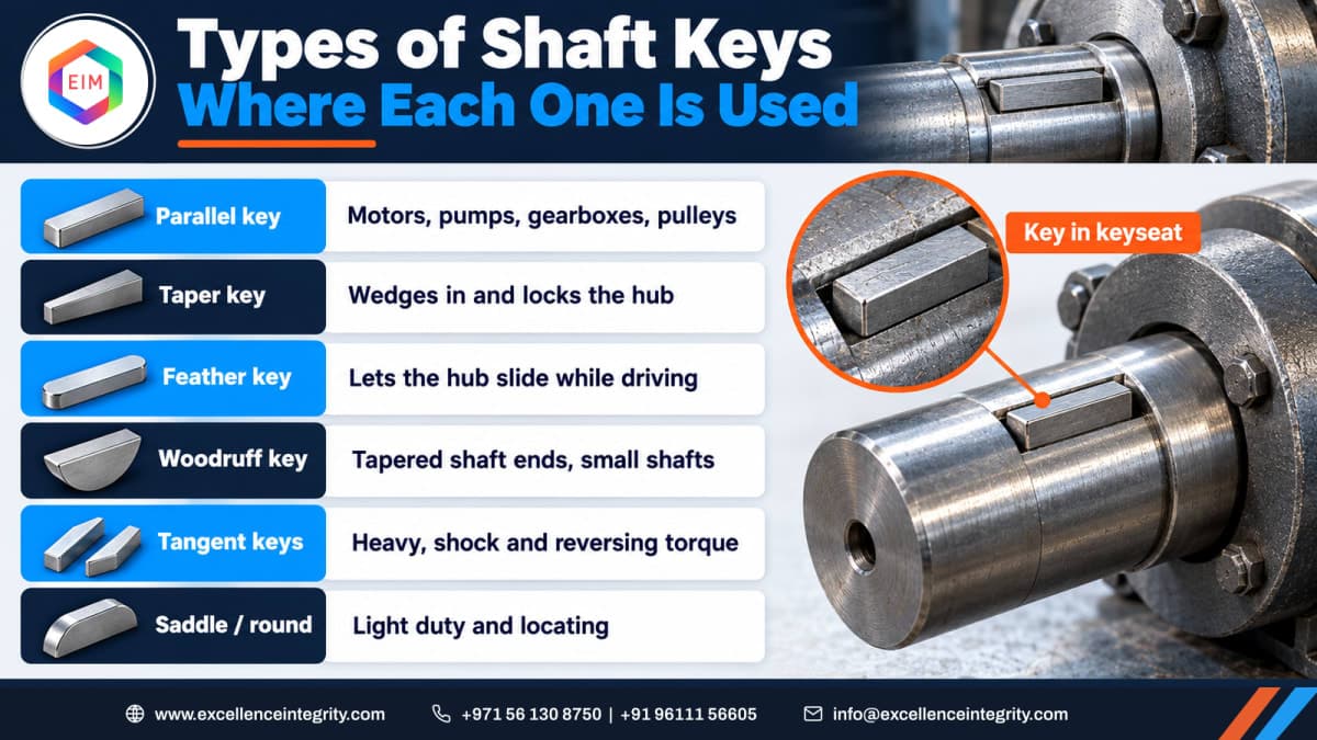Types of Shaft Keys and Where Each One Is Used