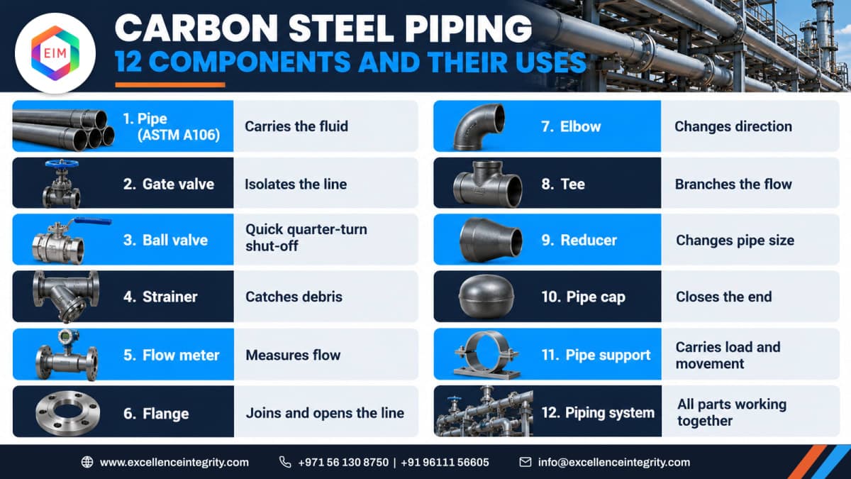 Carbon Steel Piping: 12 Essential Components and Their Uses