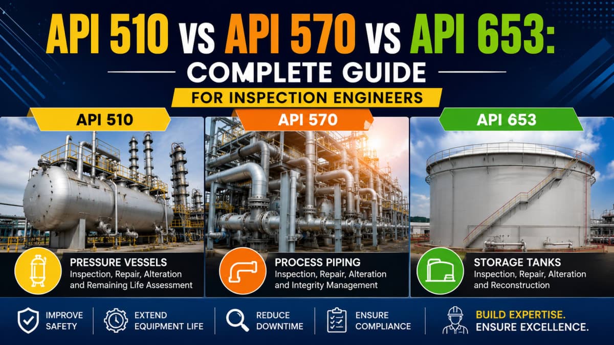 API 510 vs API 570 vs API 653: Complete Guide for Inspection Engineers