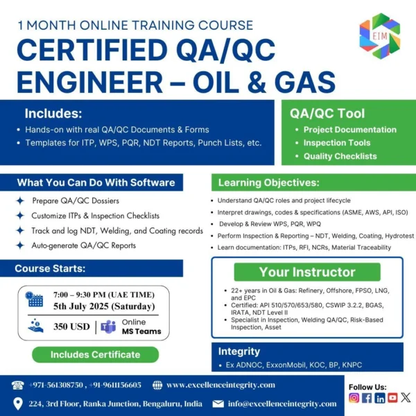 Certified QA/QC Engineer – Oil & Gas