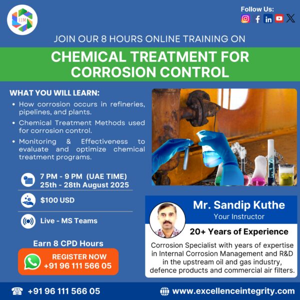 Chemical Treatment for Corrosion Control - 25th - 28th August 2025