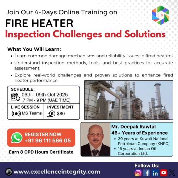 4-Day Training on Fired Heater: Inspection Challenges & Solutions