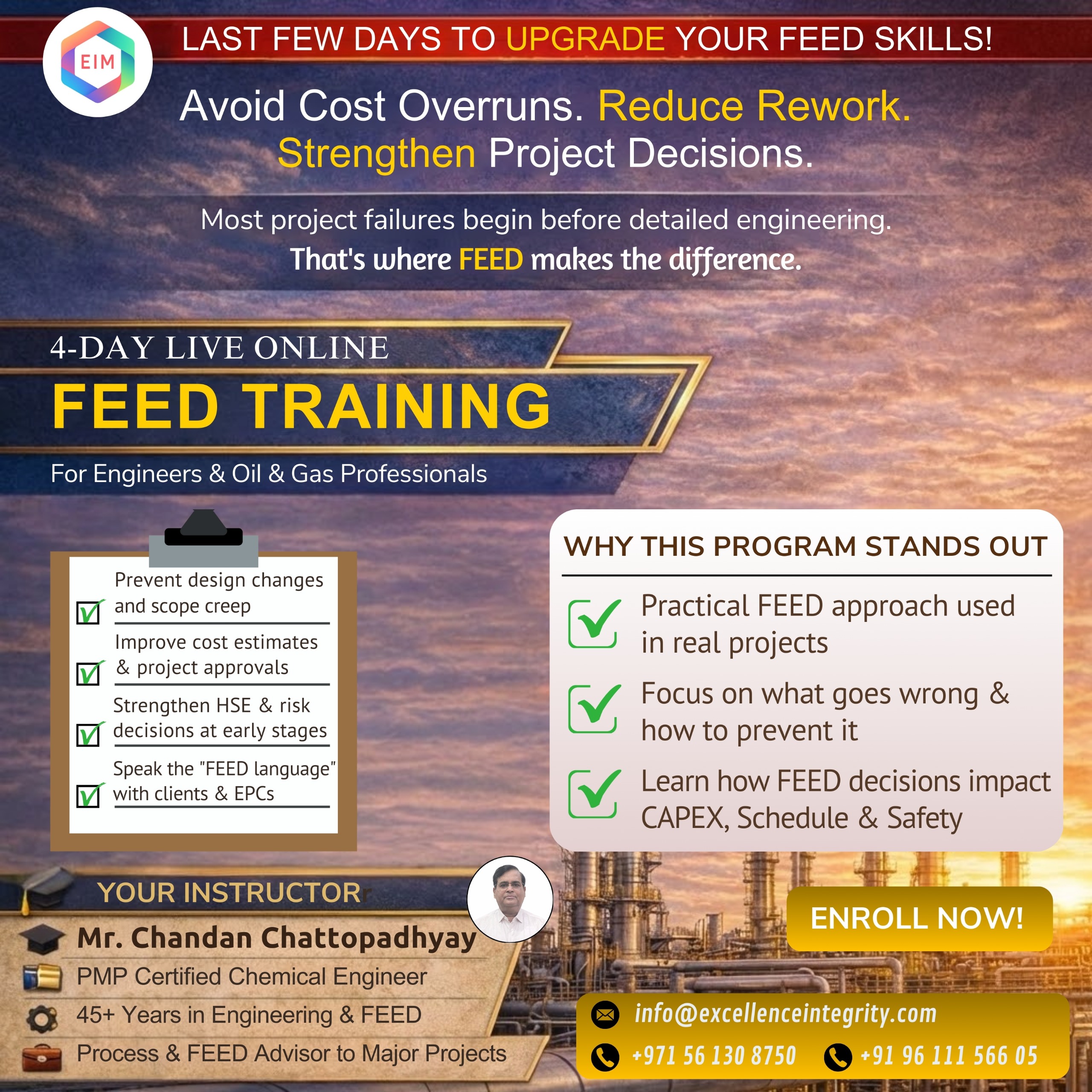 Join Our 4-Days Live Online Training on FEED (Front End Engineering & Design)